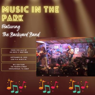 September Music in the Park Flyer