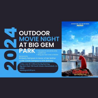 July 2024 Free Outdoor Movie Night Flyer